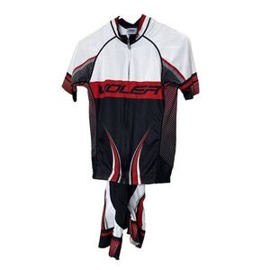 Voler Cycling Bib Pants Men M Red Black Padded Bike Shorts Sleeve jersey Set